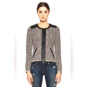 NWOT Rag & Bone Lory Tweed Lamb Leather Trim Jacket Sweater